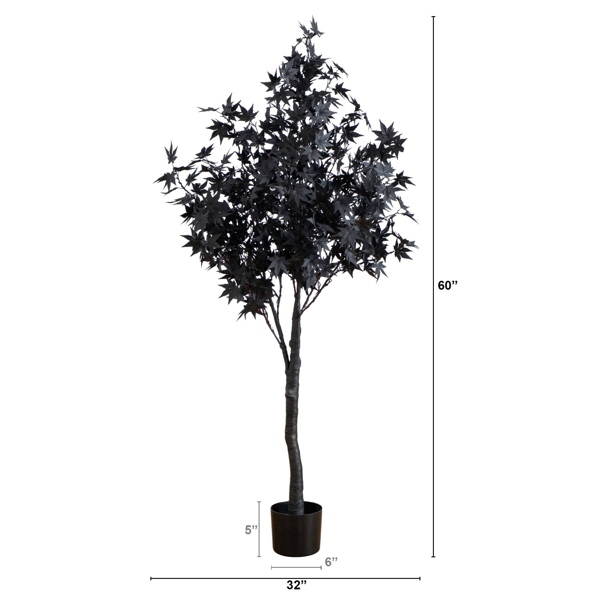 5ft. Pre-Lit Artificial Halloween Black Maple Tree with 240 Orange & Purple LED Lights
